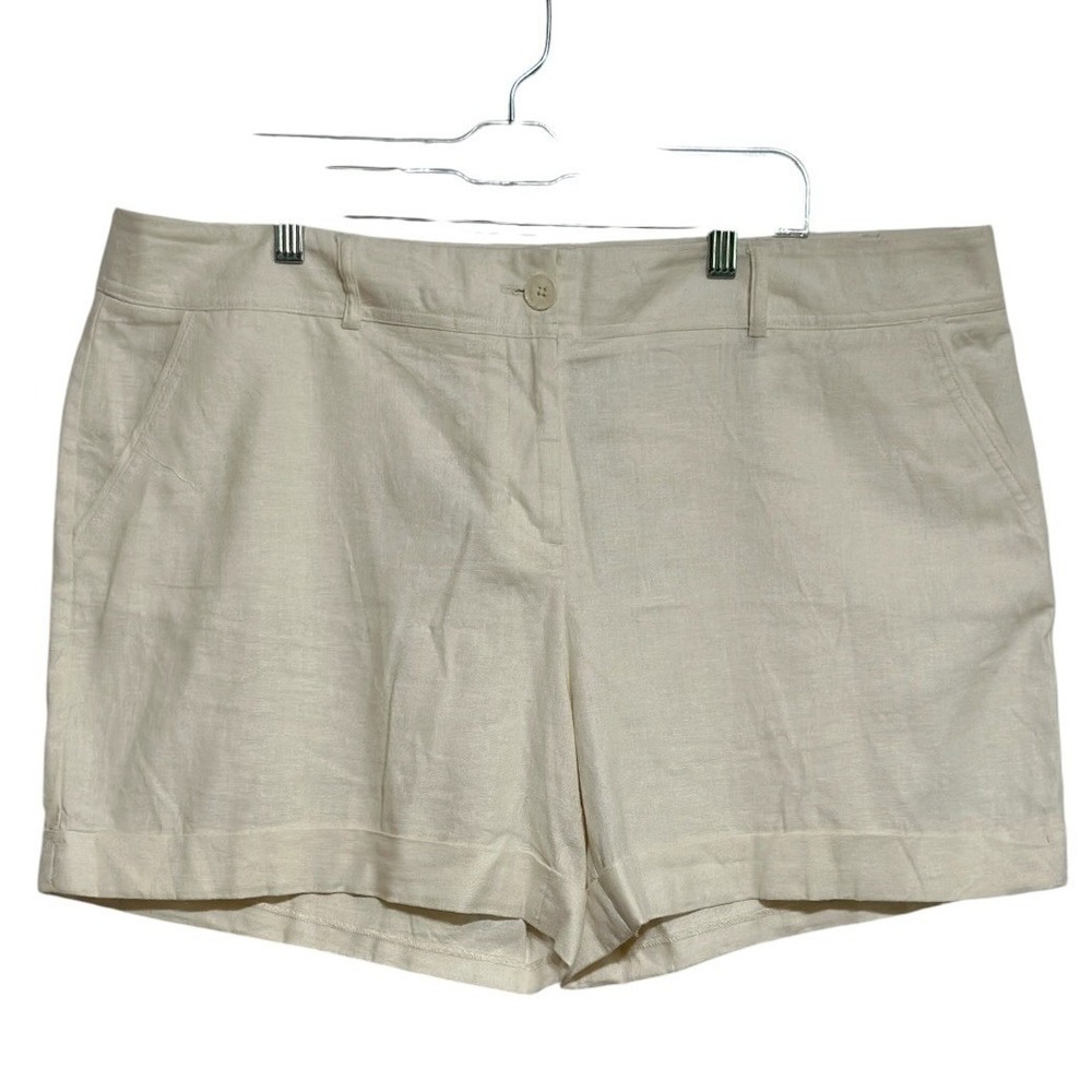 Apt 9 Torie Shorts Women Cream Linen Blend Cuffed Mid Rise Coastal Grandma 18